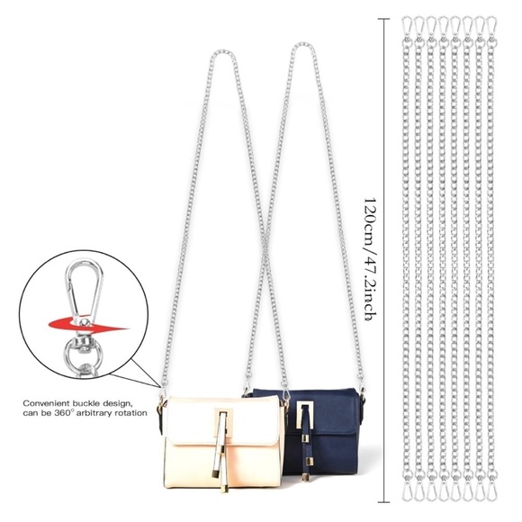 Silver tone replacement chain strap for Crossbody Wallet swivel hook NEW… - Picture 4 of 5